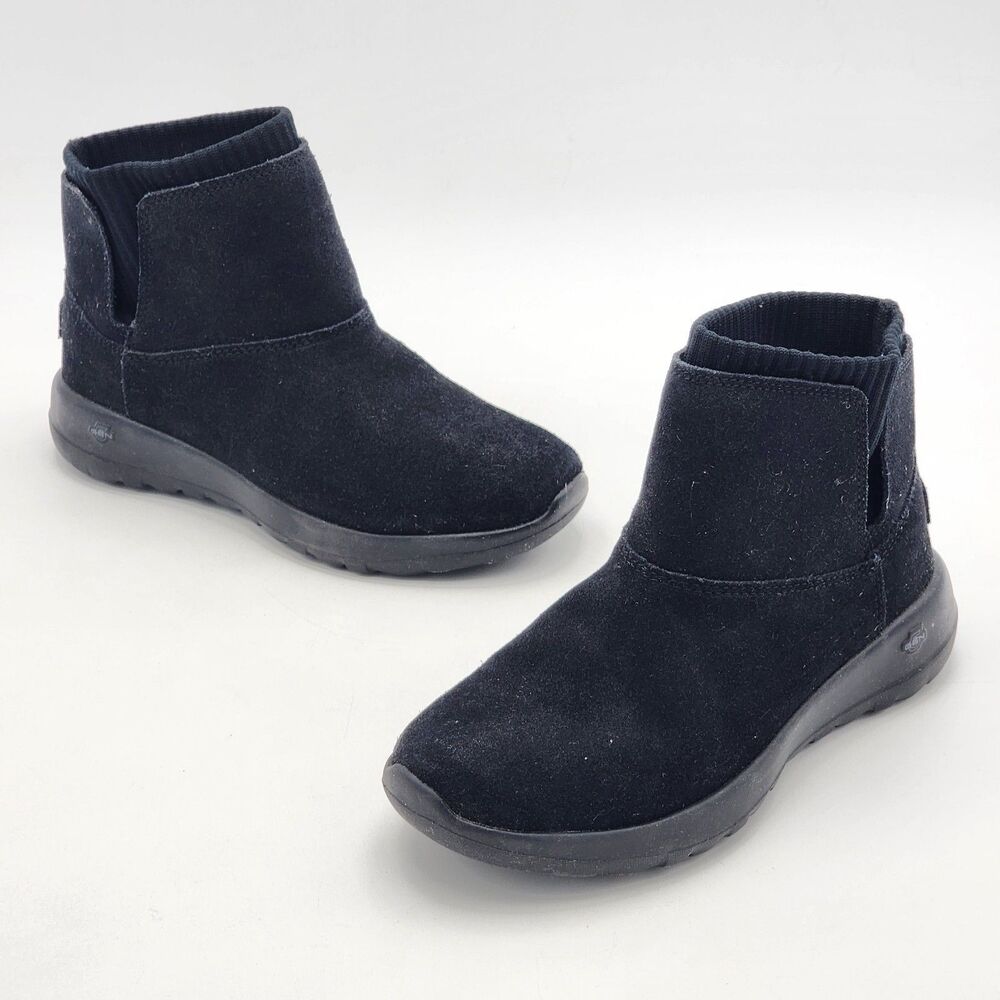 Skechers On The Go Encore Adriana Goga Mat Suede Knit Slip On Boots Black Size 6